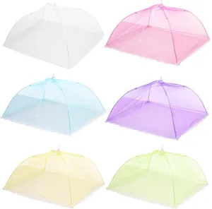 uxcell 6 Pcs Large and Tall Food Covers 17" Mesh Food Covers for Outdoors Collapsible Food Protector Covers Tent for Parties Outdoor Picnics BBQs, Multicolor