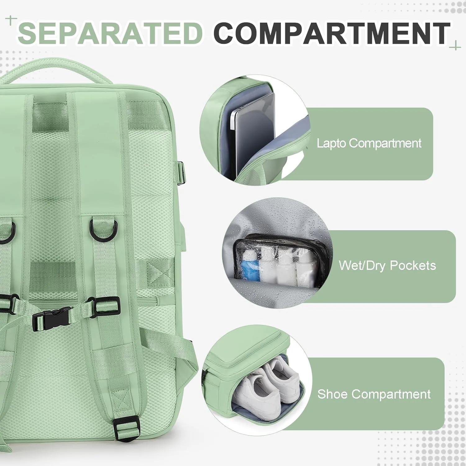 Vacuum Backpack Travel Backpack with Compression, Men Women Vacuum Backpacks with Air Pump, Carry on Bag Flight Approved Personal Item Size - Grey