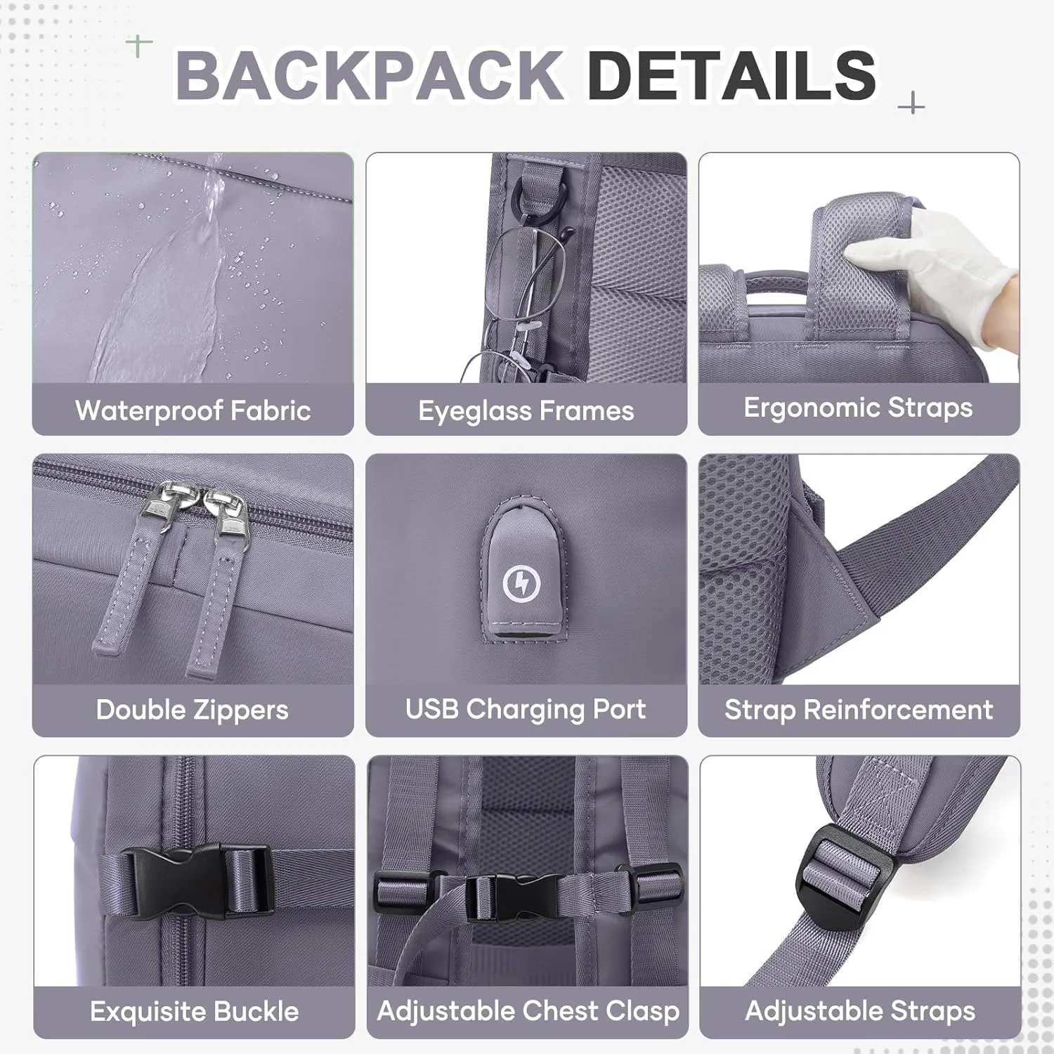 Vacuum Backpack Travel Backpack with Compression, Men Women Vacuum Backpacks with Air Pump, Carry on Bag Flight Approved Personal Item Size - Purple
