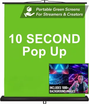 Valera Creator Green Screen – Collapsible Chroma Key Panel, 1000 Free Backgrounds Included, Portable Retractable Wrinkle Resistant Fabric Backdrop, Adjustable Height, 10 Second Setup