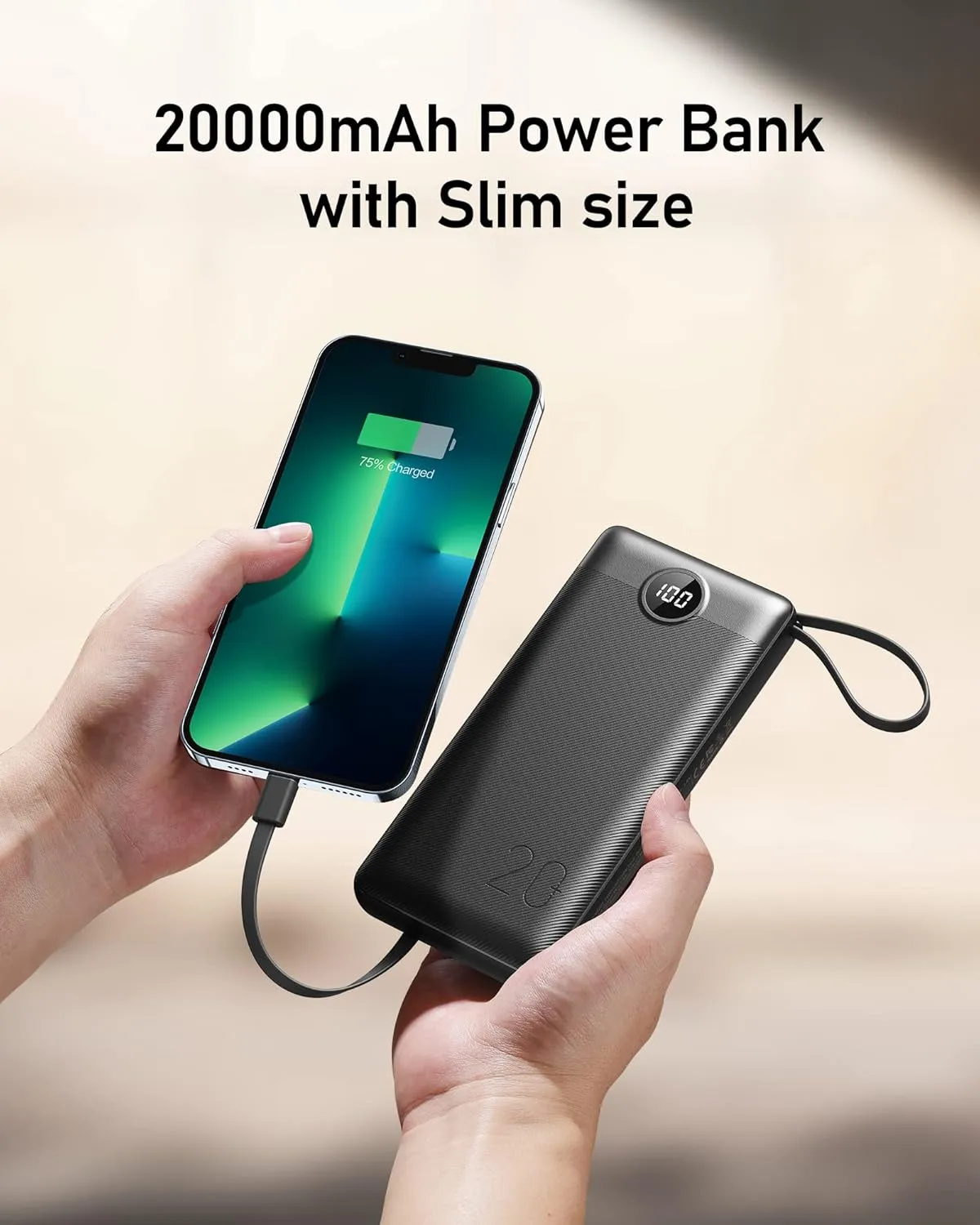 VEEKTOMX Portable Charger with Built-in Cables, 20000mAh Power Bank for iPhone, Fast Charging USB C Battery Pack, Travel Essentials Powerbank Compatible with iPhone, Samsung, Android, etc