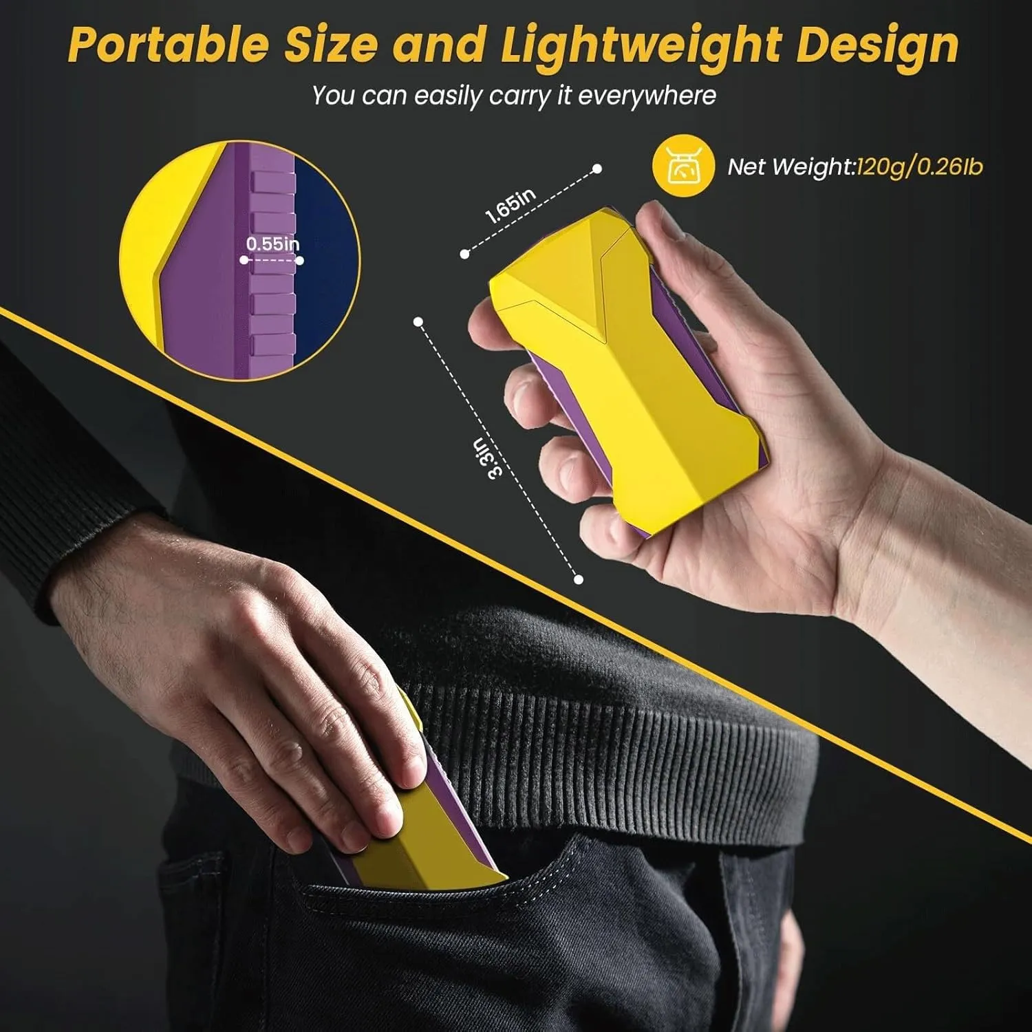 Versatile All-in-one Torch Lighter with Dual Flames, Built-in Hole Punch, Cooling Hole, Fuel Window, refillable Butane Windproof Cool Lighter for Camping, Candles, Outdoor use(Yellow)