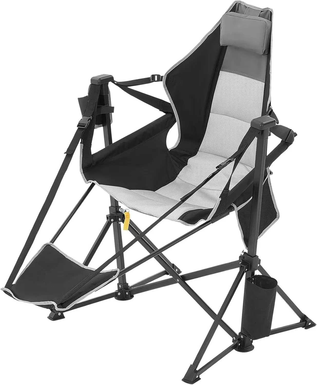 VEVOR Reclining Camping Chair, 300 lbs Load Camping Hammock Chair, Rocking Lounge Folding Chair with Footrest, Storage Bag, Headrest & Adjustable Backrest, for Camping and Other Outdoor Activities
