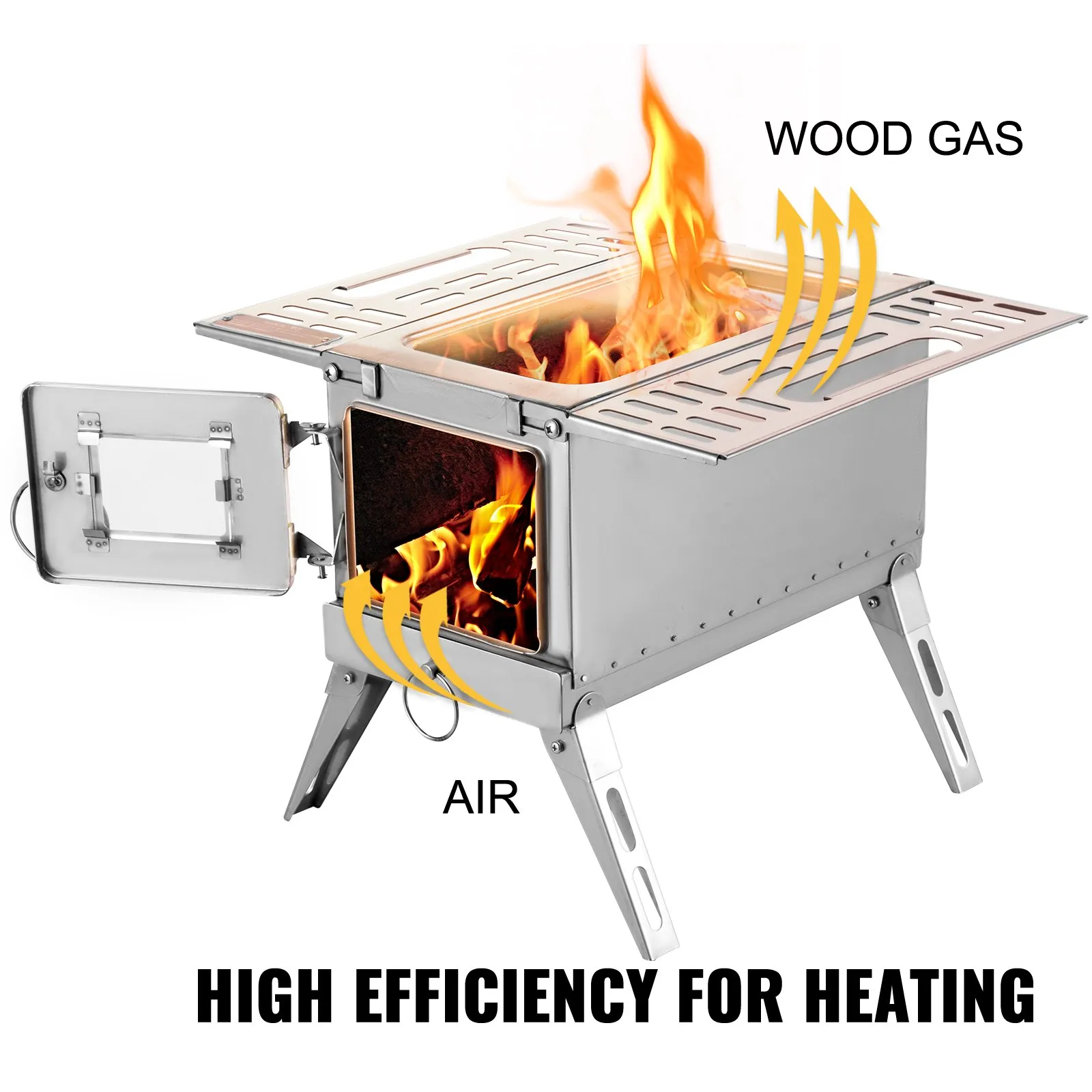 VEVOR Tent Wood Stove - Stainless Steel Camping Wood Burning Stove