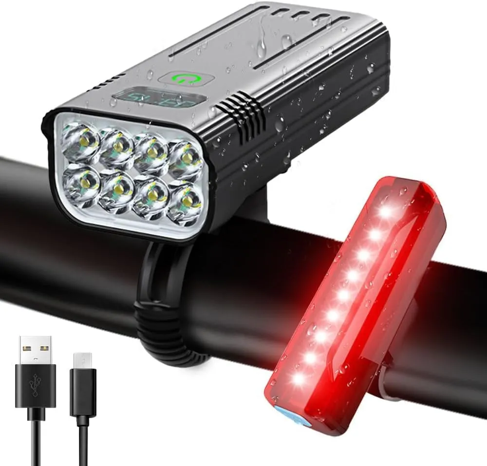 Victoper Bike Light, High Lumens Super Bright Bicycle Lite, 6 4 Modes USB Rechargeable Bike Headlight & Taillight Set, Waterproof Safety Bike Front & Rearlight for Road, Mountain, Night Riding