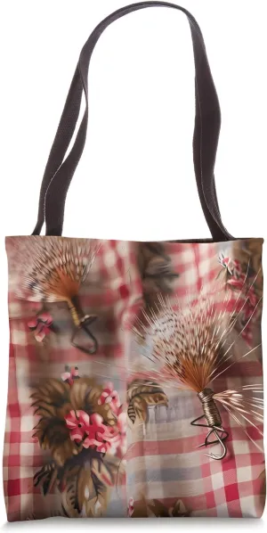 Vintage Checkered Dry Flies Stimulator Fly Fishing Decor Tote Bag