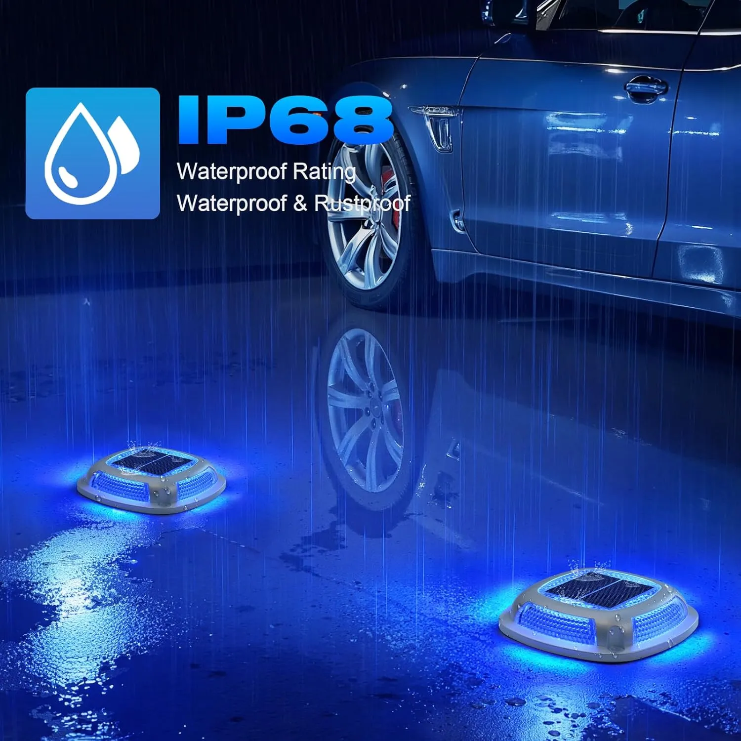 VOLISUN Solar Driveway Lights 8 Pack Waterproof Dock & Deck Marker Lights,2-in-1 Blue & White LED,IP67 Wireless Outdoor Solar Light for Driveways,Sidewalks,Pathways,and Yards