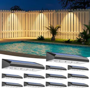 VOLISUN Solar Fence Lights 12-Pack - 100 Lumens Solar Powered Outdoor Lights, Weatherproof Warm White LED Auto On/Off for Fence, Deck, Yard, Patio & Garden (Dusk to Dawn)