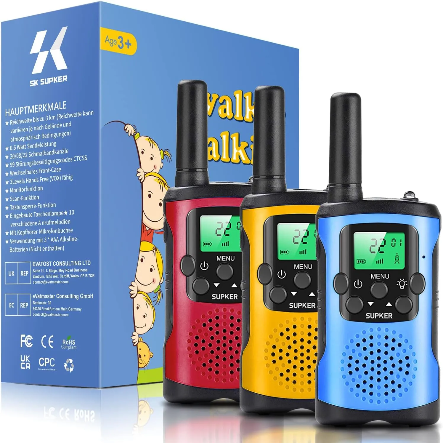 Walkie Talkies for Kids 3Pack, 22 Channels 2 Way Radio Kids Talks Toy for 3 to 12 Year Old Boys Girls Gift, 3 Miles Long Range for Outdoor Camping Game