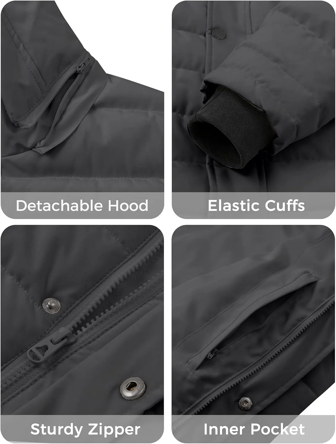 wantdo Men's Quilted Puffer Jacket Hooded Waterproof winter jacket Warm Puffer Coat Outwear