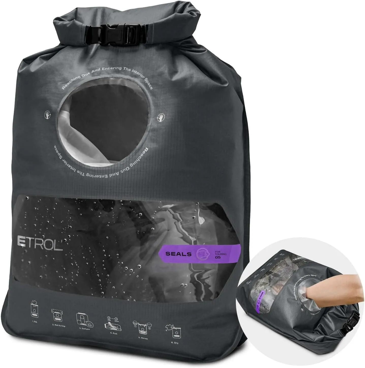 Wash Bag for Travel,Portable Washing Machine - Lightweight Manual Portable Washing Kit, Waterproof Clothes Scrubbing Bag