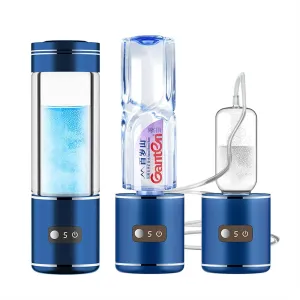 Water Purifiers, 350Ml Hydrogen Water Generator Ionized Hydrogenated Water Bottle with Inhaler & Adapter Portable Hydrogen Alkaline Water Bottle Maker Rechargable Anti Aging Antioxidant Glass Bottle