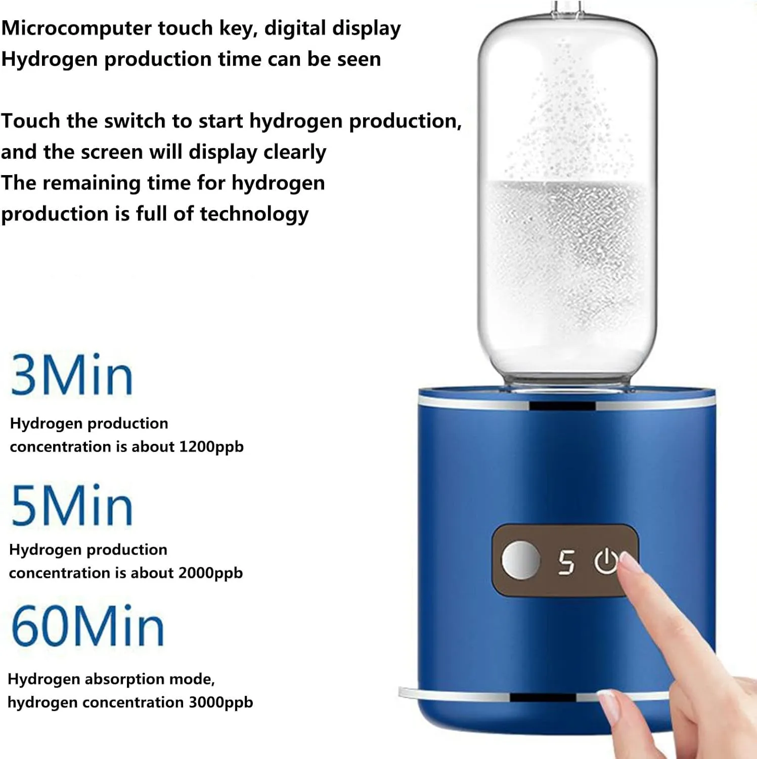 Water Purifiers, 350Ml Hydrogen Water Generator Ionized Hydrogenated Water Bottle with Inhaler & Adapter Portable Hydrogen Alkaline Water Bottle Maker Rechargable Anti Aging Antioxidant Glass Bottle