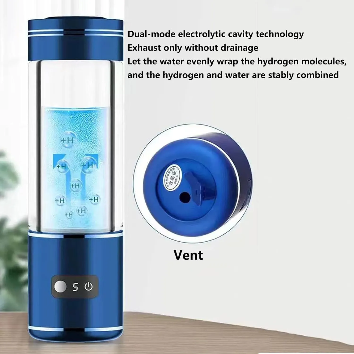 Water Purifiers, 350Ml Hydrogen Water Generator Ionized Hydrogenated Water Bottle with Inhaler & Adapter Portable Hydrogen Alkaline Water Bottle Maker Rechargable Anti Aging Antioxidant Glass Bottle
