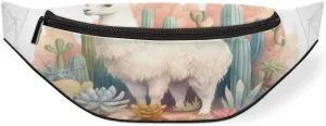 Watercolor Alpaca Cactus Fanny Pack for Women Men Waist Pack Crossbody Bag with Adjustable Belt for Travel Hiking Running Cycling Festivals