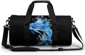 Watercolor Dolphin Novelty Large Duffel Bag Lightweight Gym Bag Travel Tote Bags
