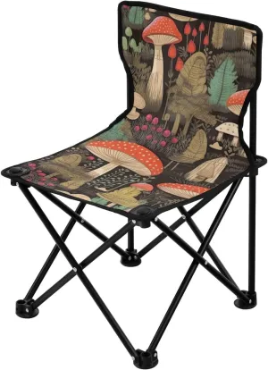 Watercolor Mushrooms (3) Portable Outdoor Folding Chair Anti-Slip Padded Oxford Cloth Stool Camping Chair Small for Beach Hiking Fishing Gardening Quad Camp Chair