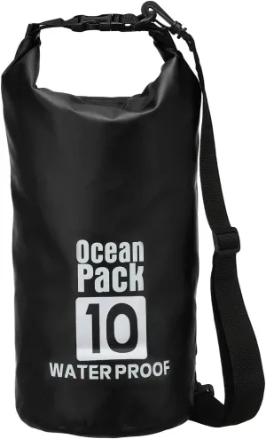 Waterproof Dry Bag, 10L Fit for Women Men Water Proof Bags Lightweight Dry Storage Floating Backpack with Whistle for Travel Backpacking Boating Kayaking Camping (Black)