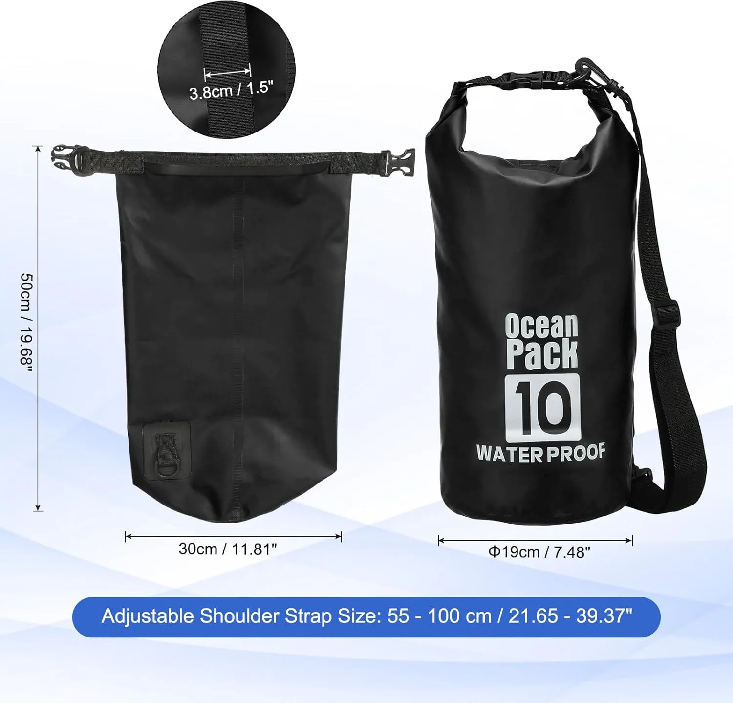 Waterproof Dry Bag, 10L Fit for Women Men Water Proof Bags Lightweight Dry Storage Floating Backpack with Whistle for Travel Backpacking Boating Kayaking Camping (Black)