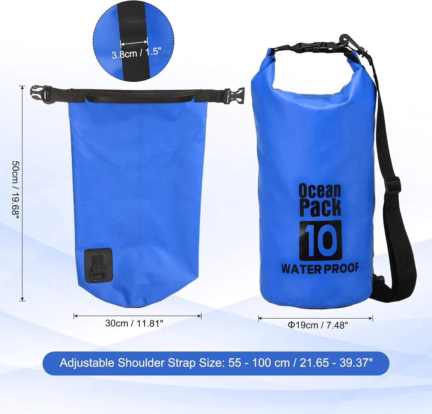 Waterproof Dry Bag, 10L Fit for Women Men Water Proof Bags Lightweight Dry Storage Floating Backpack with Whistle for Travel Backpacking Boating Kayaking Camping (Blue)