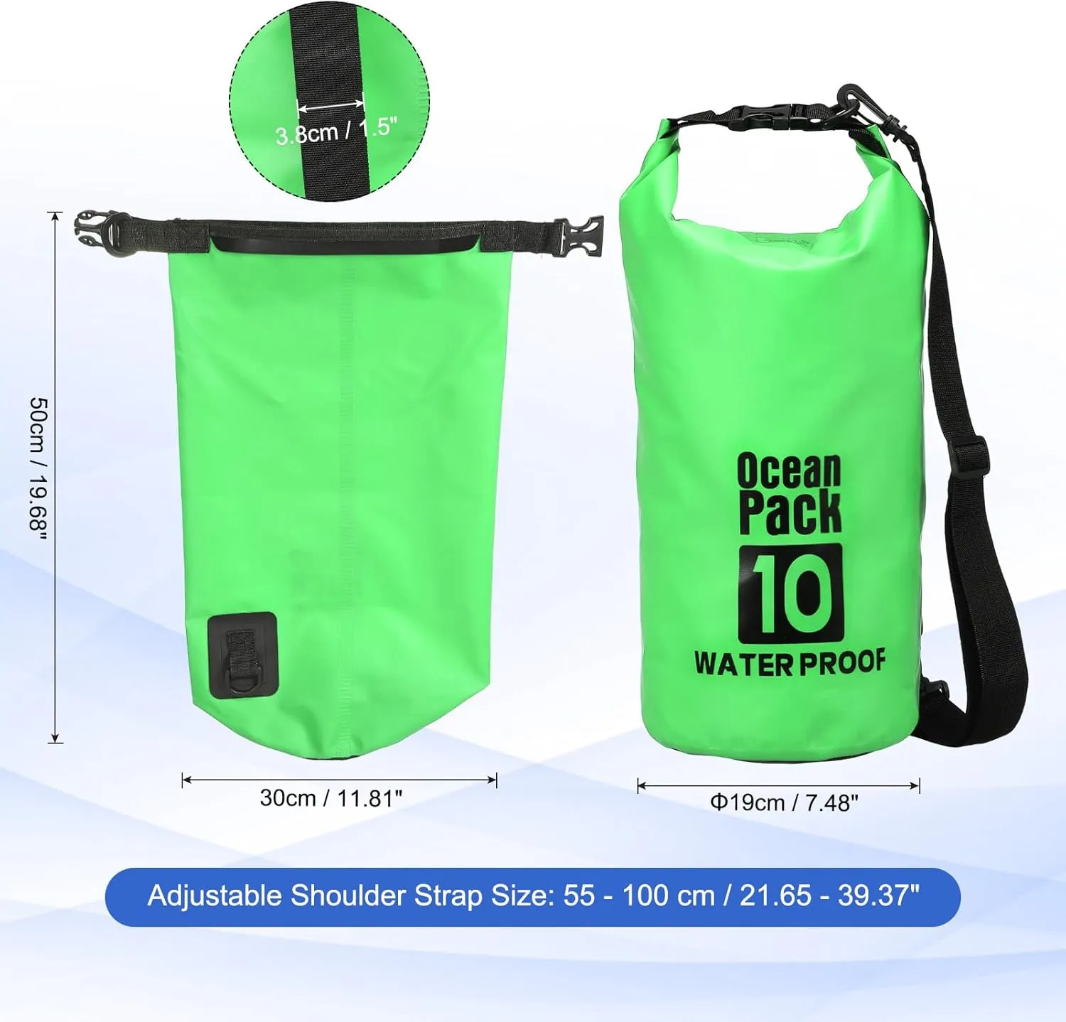 Waterproof Dry Bag, 10L Fit for Women Men Water Proof Bags Lightweight Dry Storage Floating Backpack with Whistle for Travel Backpacking Boating Kayaking Camping (Green)