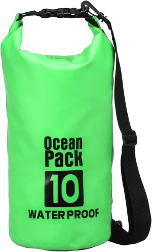 Waterproof Dry Bag, 10L Fit for Women Men Water Proof Bags Lightweight Dry Storage Floating Backpack with Whistle for Travel Backpacking Boating Kayaking Camping (Green)