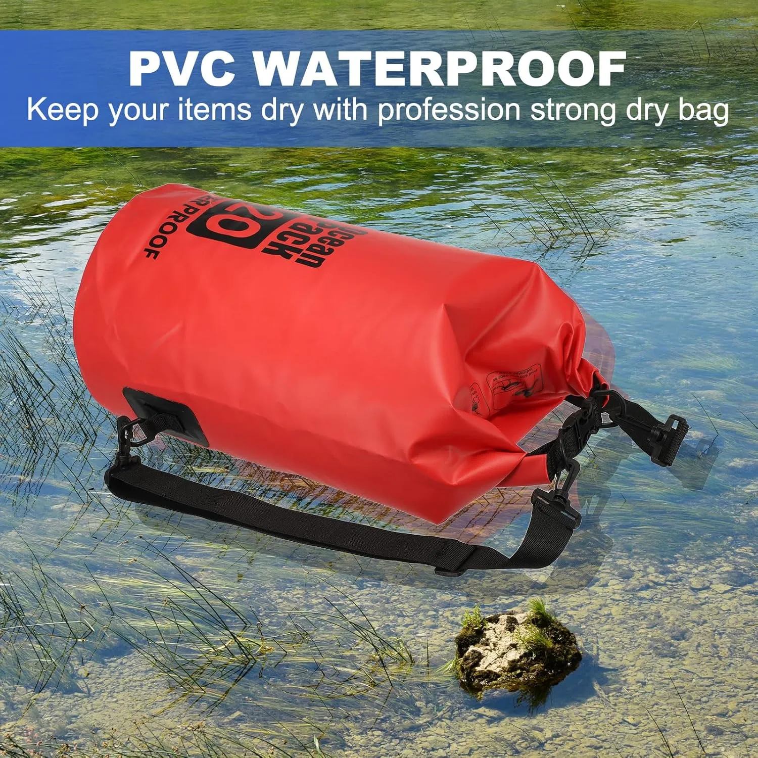 Waterproof Dry Bag, 5L Fit for Women Men Water Proof Bags Lightweight Dry Storage Floating Backpack with Whistle for Travel Backpacking Boating Kayaking (Lake Blue)