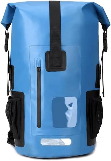 Waterproof Dry Bag Backpack with Phone Case, Roll Top Storage Bag for Travel, Swimming, Boating, Kayaking, Beach (Blue, 35L)