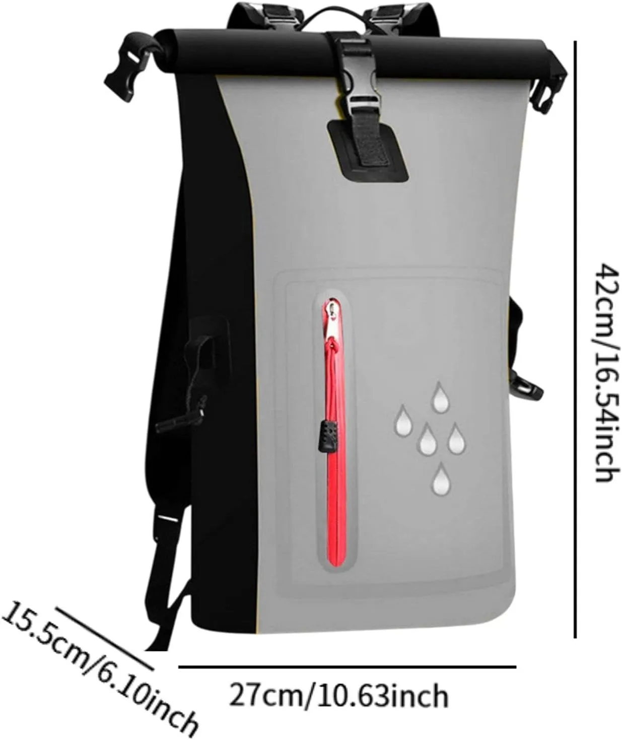 Waterproof Dry Bag Kayak Float Bag 25L Wear Resistant Waterproof Backpack Dry Sack for Outdoor Camping Boating Surfing Ski, Grey