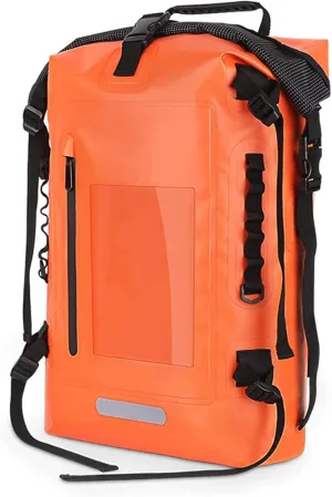 Waterproof Dry Bag Kayaking Backpack, 25L Kayak Roll Top Drybags with Splash-Proof Zippered Pocket, for Boating Camping