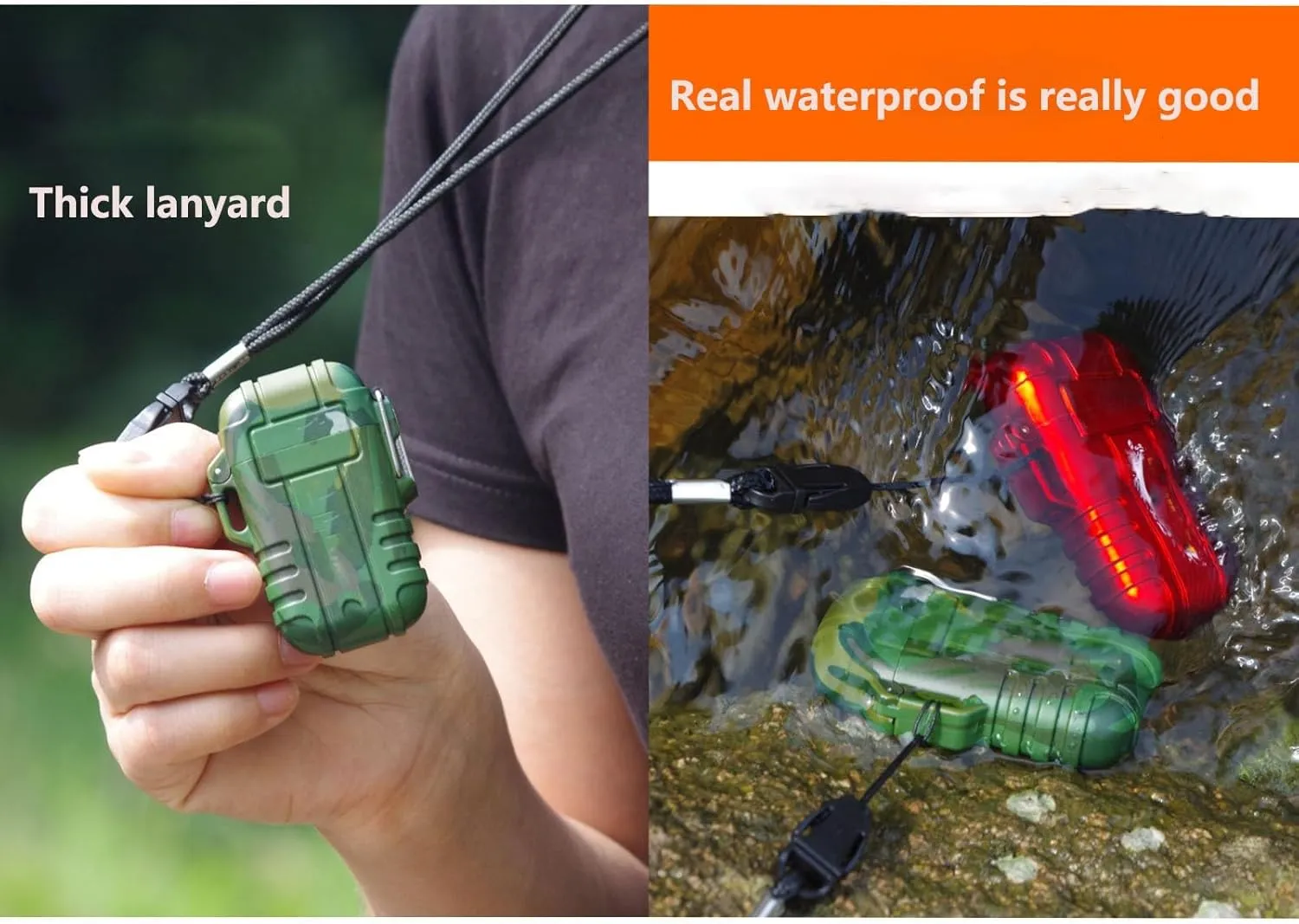 Waterproof Electric Dual Arc Lighter USB Rechargeable Windproof Flameless Plasma Lighter Suitable for Camping Hiking Adventure Convenient to Carry(Yellow)