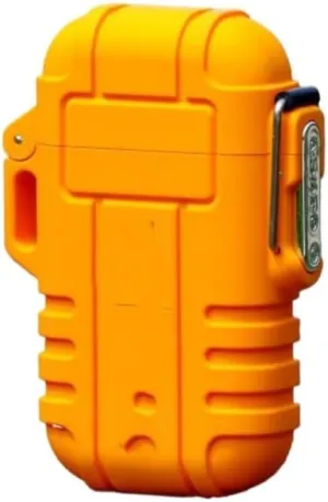 Waterproof Electric Dual Arc Lighter USB Rechargeable Windproof Flameless Plasma Lighter Suitable for Camping Hiking Adventure Convenient to Carry(Yellow)