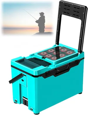 Waterproof Fishing Tackle Box & Outdoor Storage Crate, Heavy-Duty 150kg Load-Bearing Plastic Box with Backrest for Camping, Leisure, Fishing Gear Organization