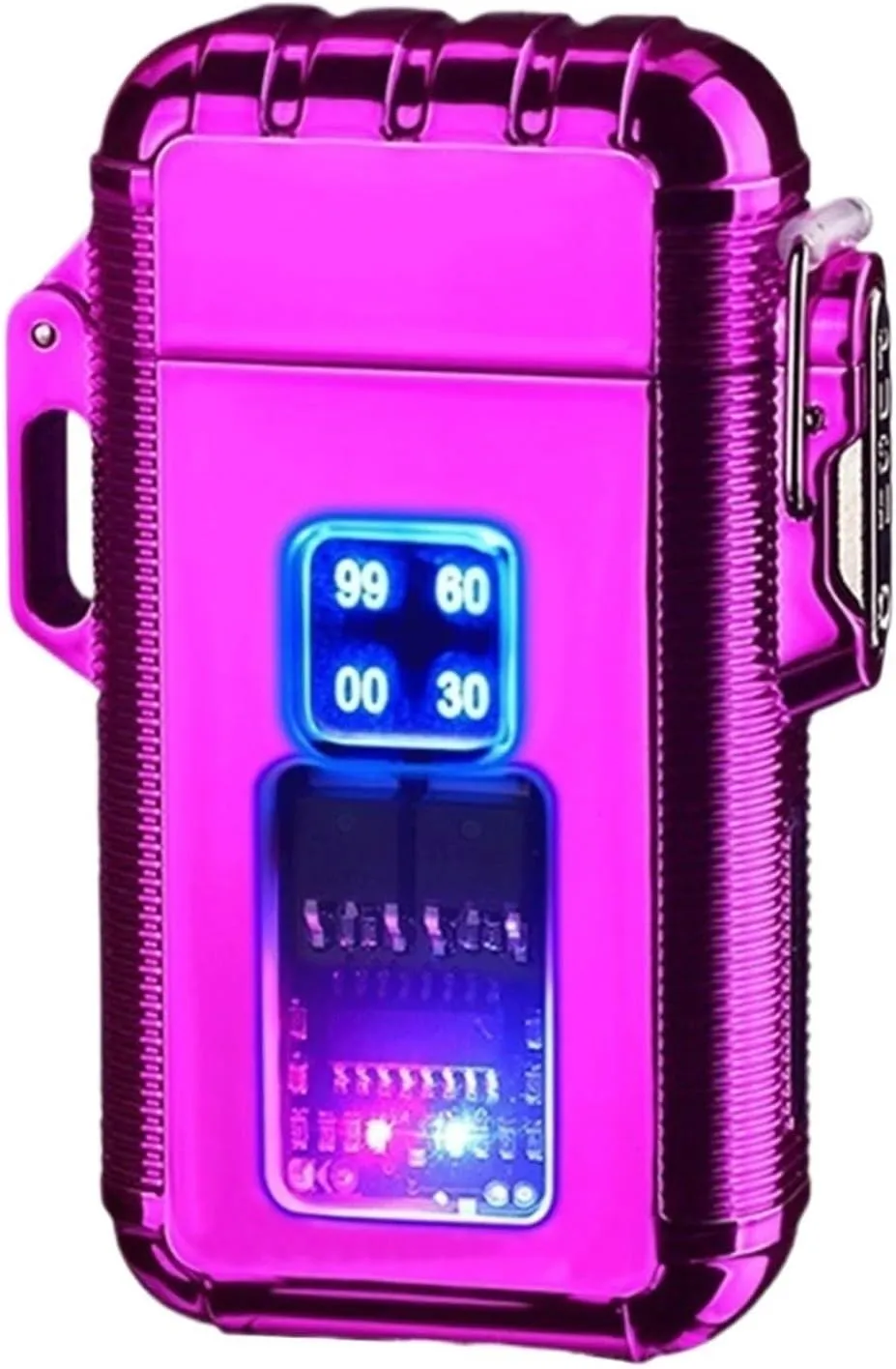 Waterproof Lighter - Torch Jet Flame Lighter ，Rechargeable Dual Arc Plasma Electric Lighter ，Refillable Butane Mini Cigarette Lighter for Outdoor(Color:Purple ice)