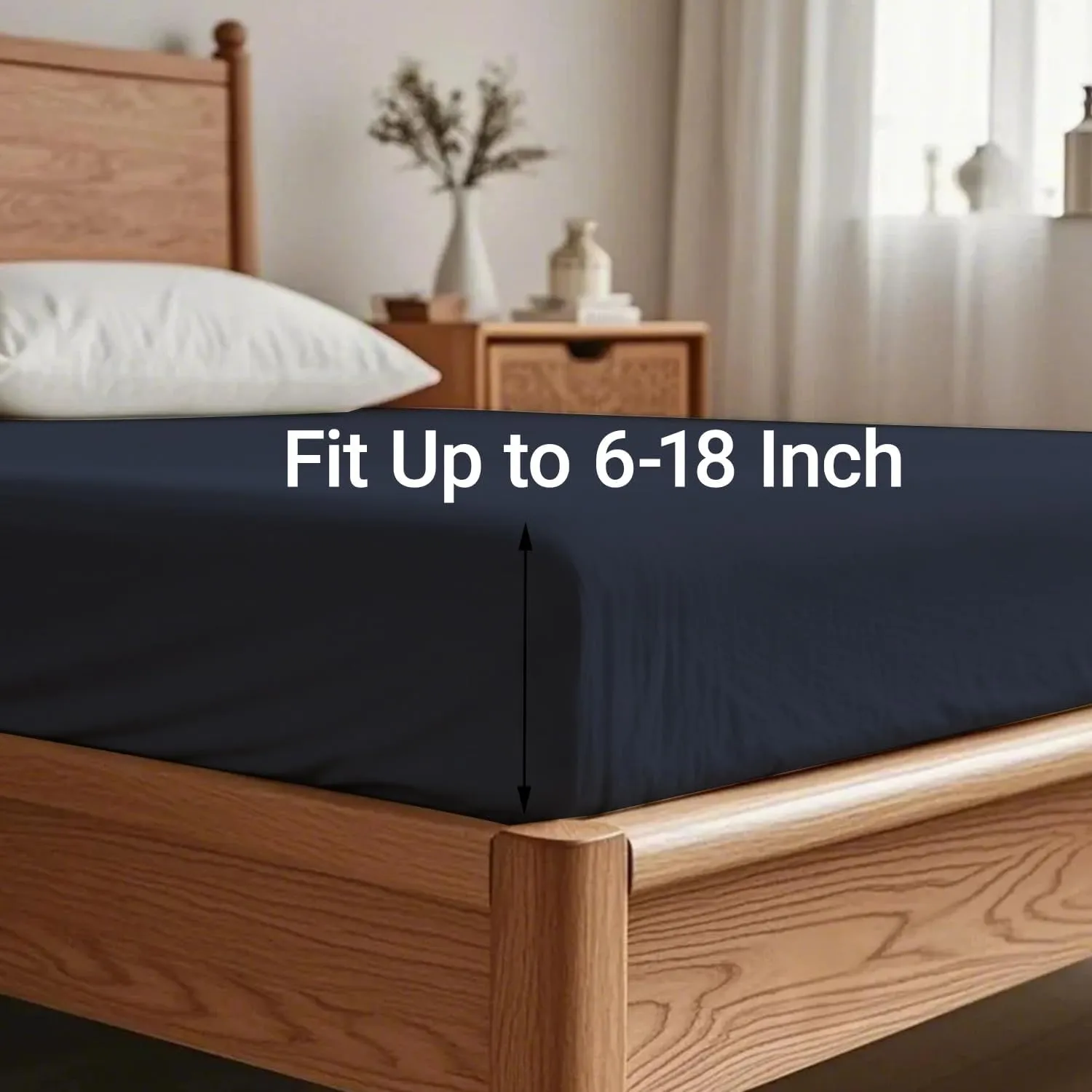 Waterproof Mattress Protector Queen Size, Noiseless Mattress Cover with 18" Deep Pocket,Bed Bug Proof and Waterproof Mattress Cover, Machine Washable Black Bed Sheets Queen