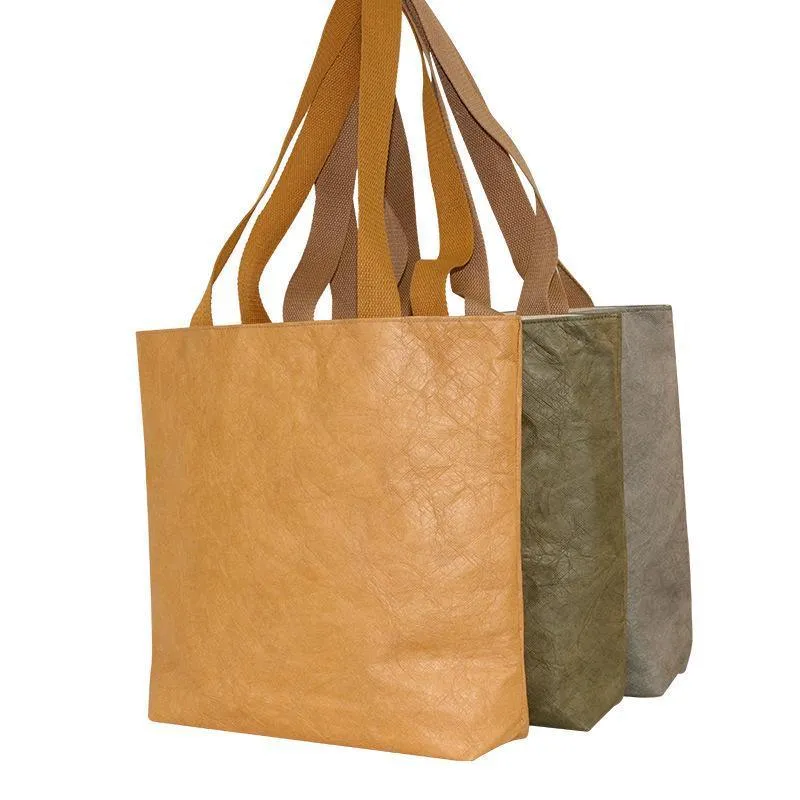 Waterproof Paper Tote Bag Large Capacity Lightweight Durable Fashionable Carry