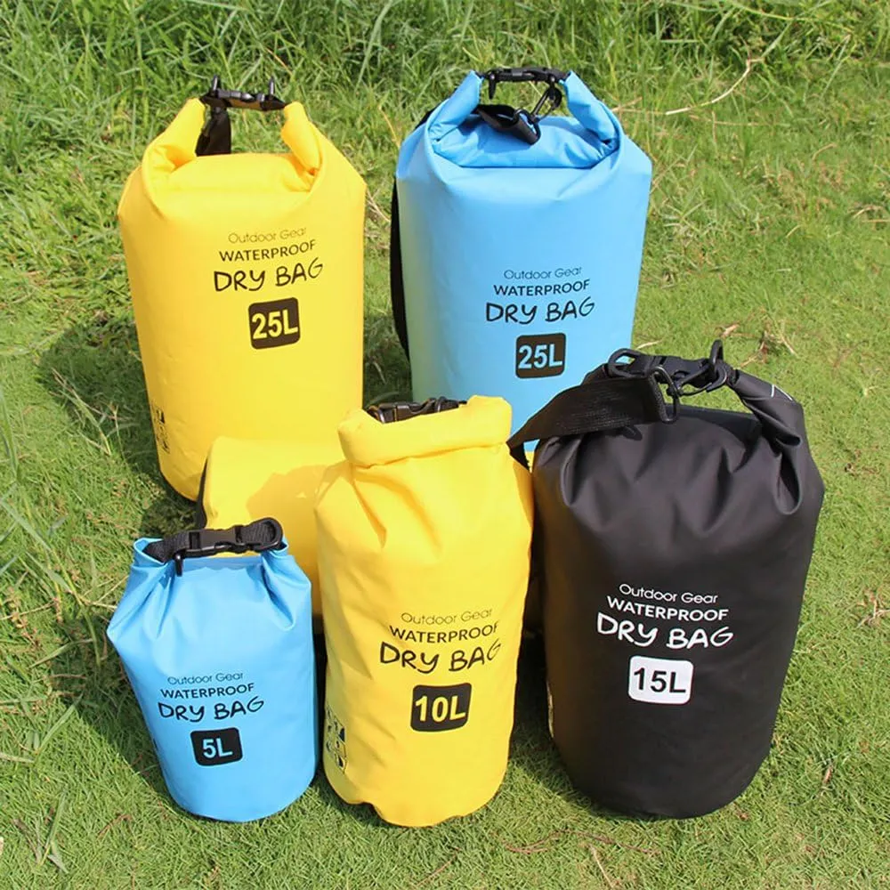 Waterproof Sports Dry Bag Sack, Outdoor 5L/10L/15L Heavy-Duty 500D Rollup Storage Pouch for Kayaking Boating Rafting Fishing Camping Swimming Canoeing Snowboarding