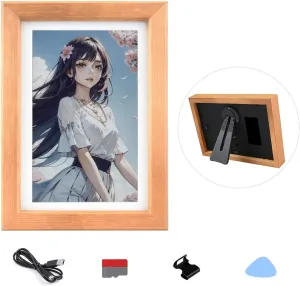 Waveshare 7.3inch E6 Full Color E-Paper with Solid Wood Photo Frame, Ultra-Long Standby, 800 × 480 Resolution, Batteries NOT Included