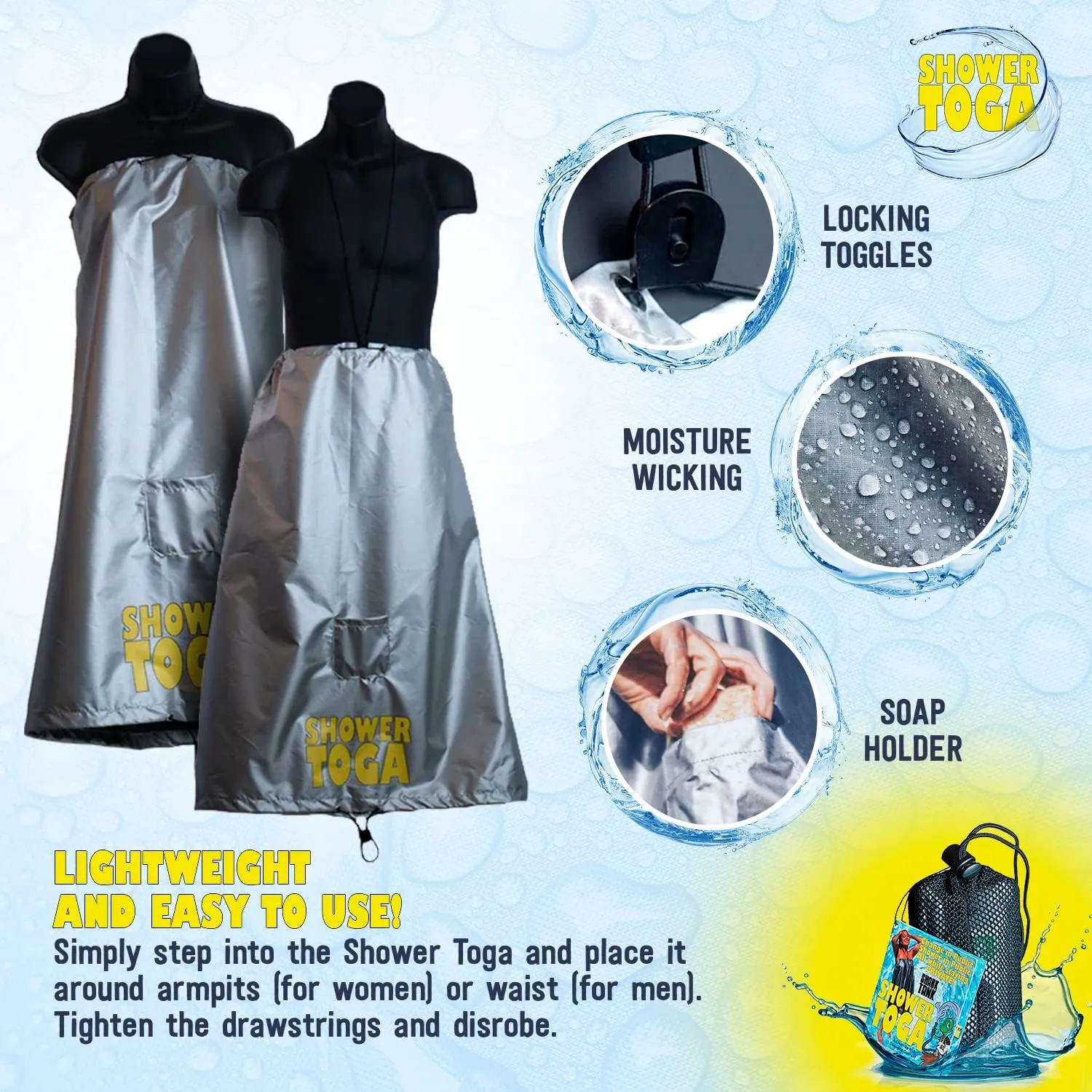 Wearable Shower Garment, Privacy RV & Camping Shower, Surf Poncho, Shower Tent, or Portable Changing Room