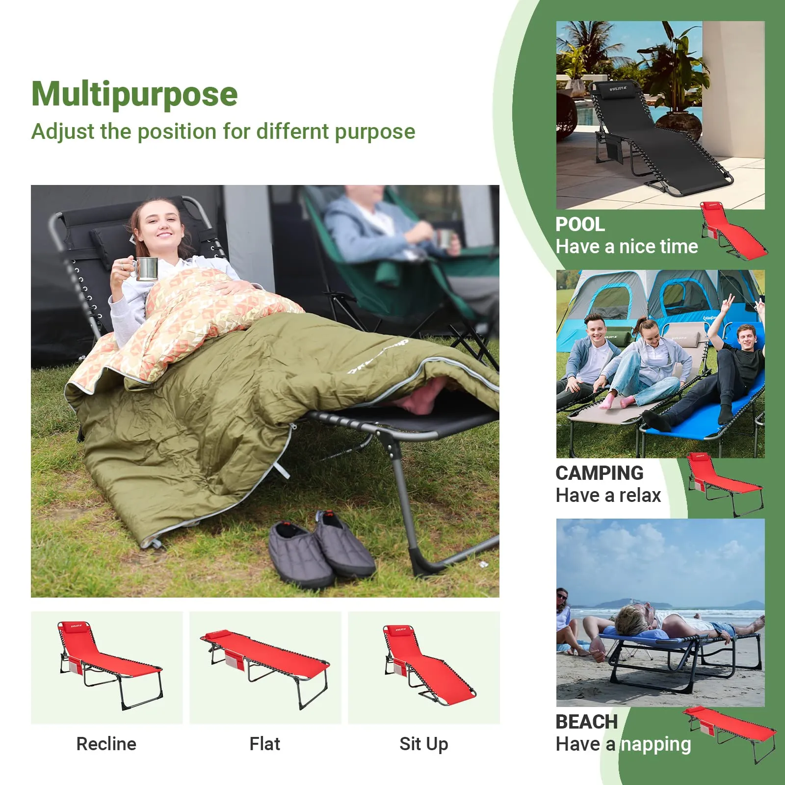 WEJOY 3-Folding Steel Cot