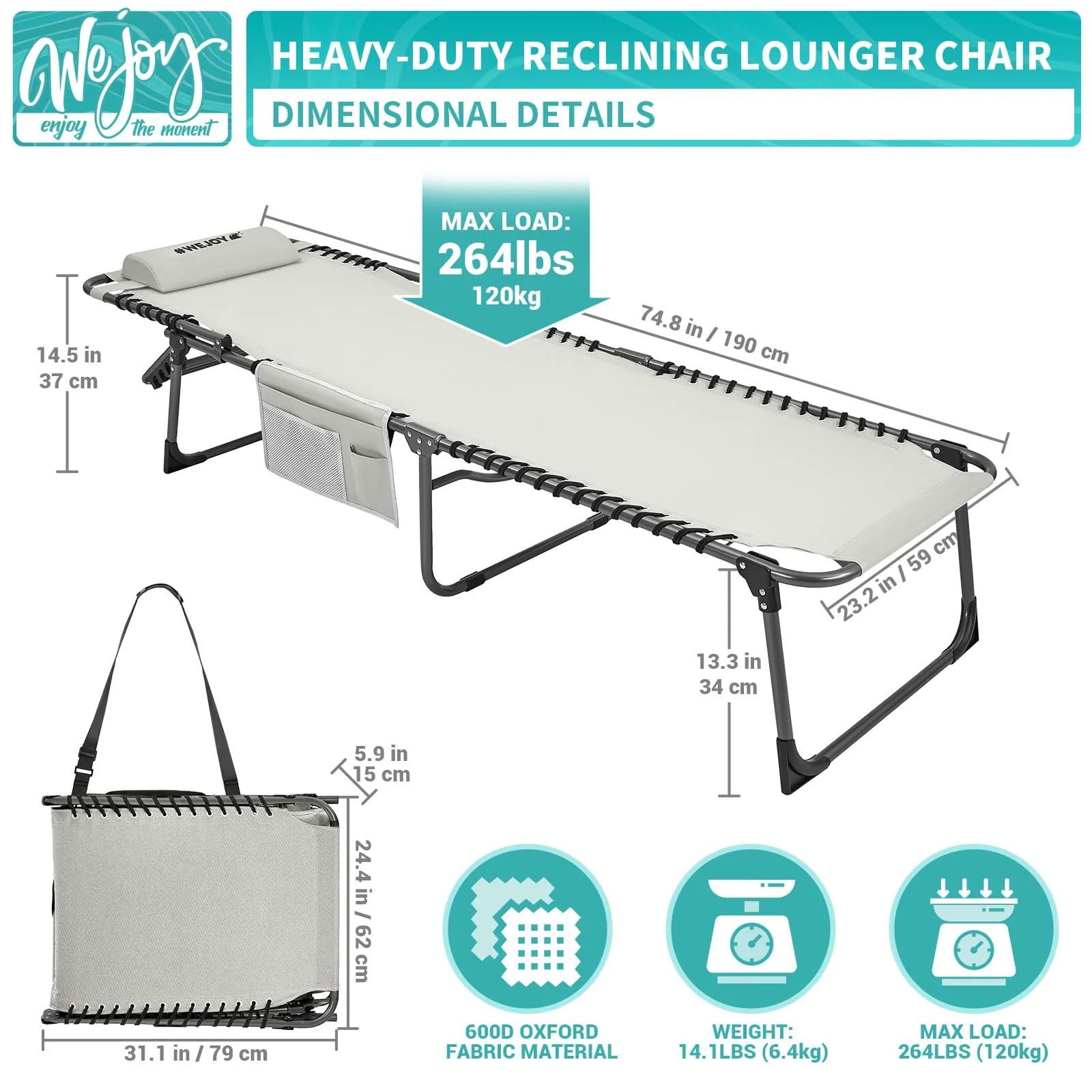 WEJOY 3-Folding Steel Cot