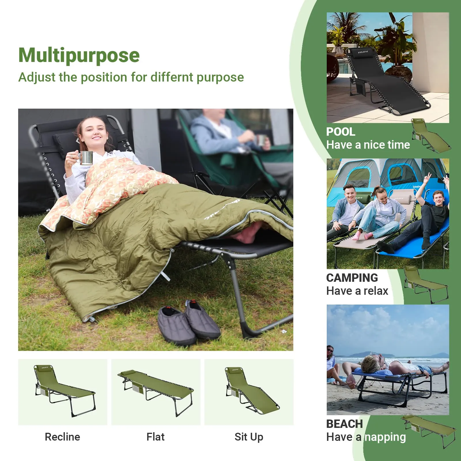 WEJOY 3-Folding Steel Cot
