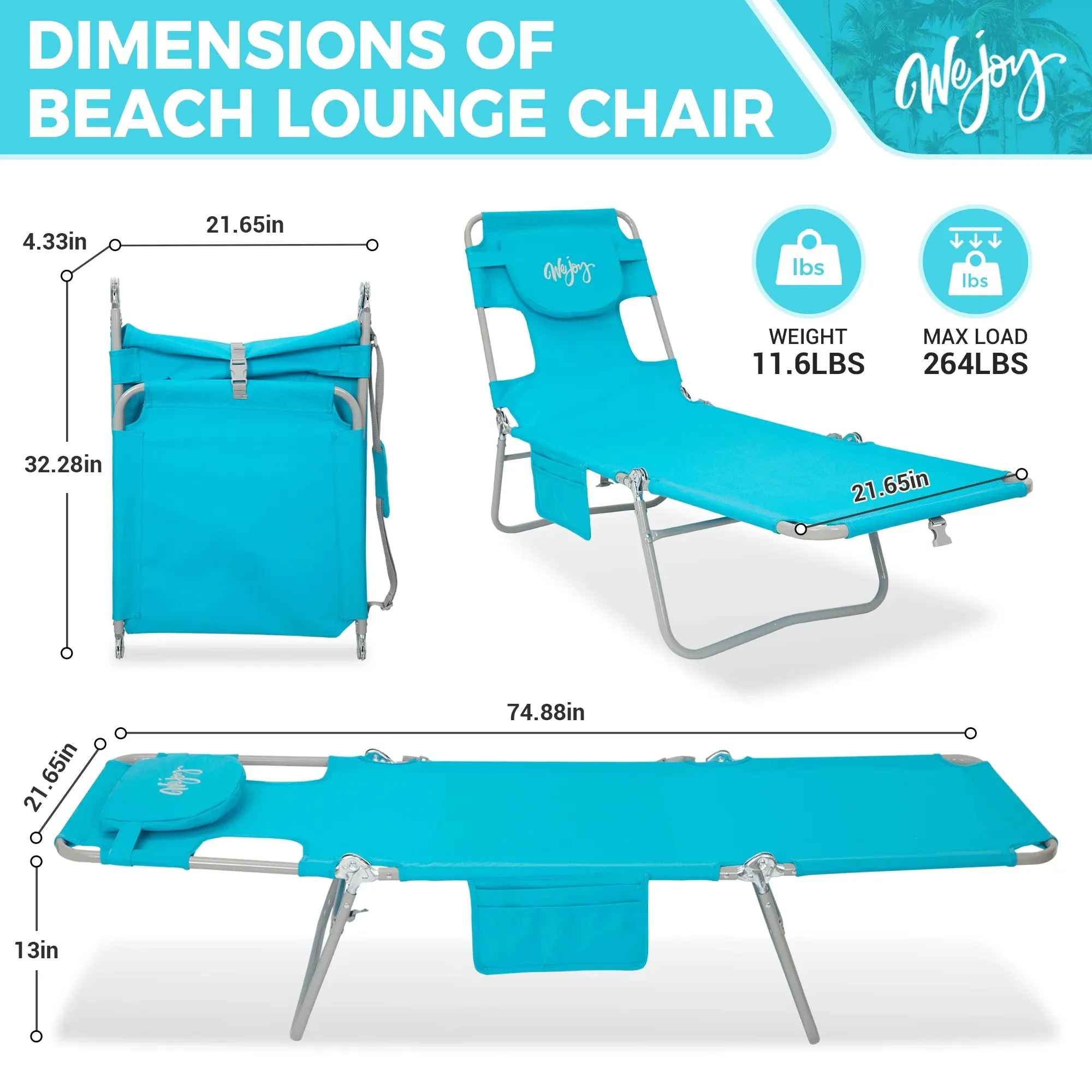 WEJOY Premium 5-Position Adjustable Chaise Lounge