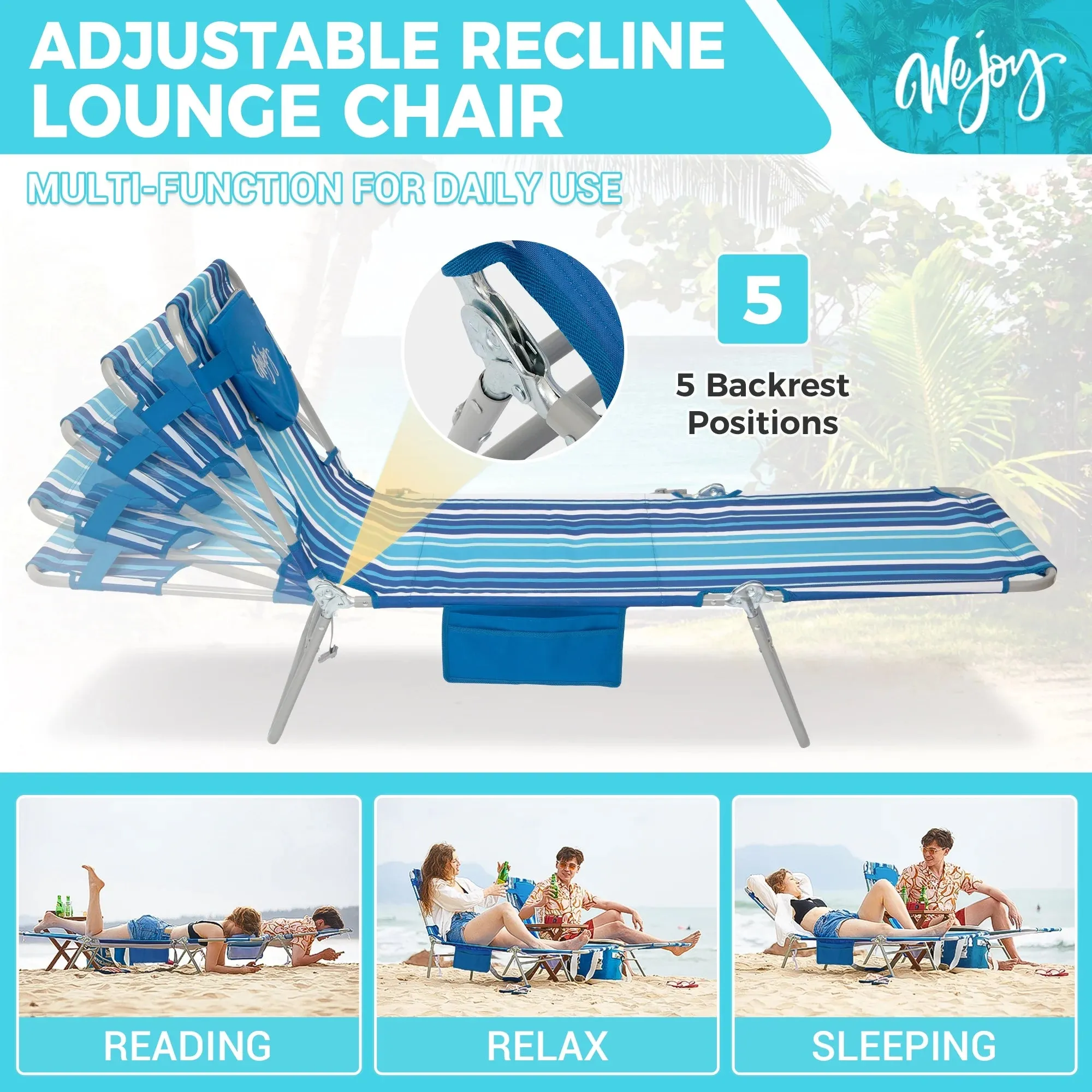 WEJOY Premium 5-Position Adjustable Chaise Lounge