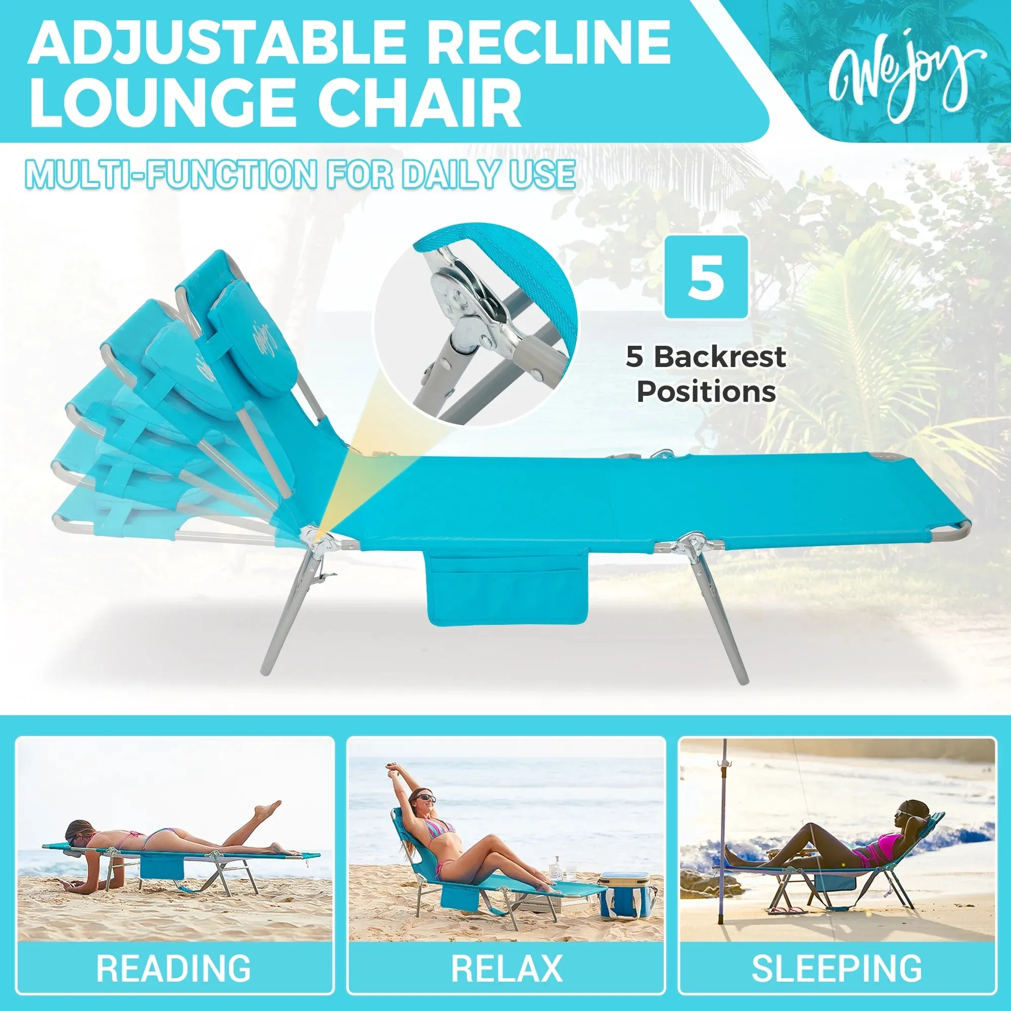 WEJOY Premium 5-Position Adjustable Chaise Lounge