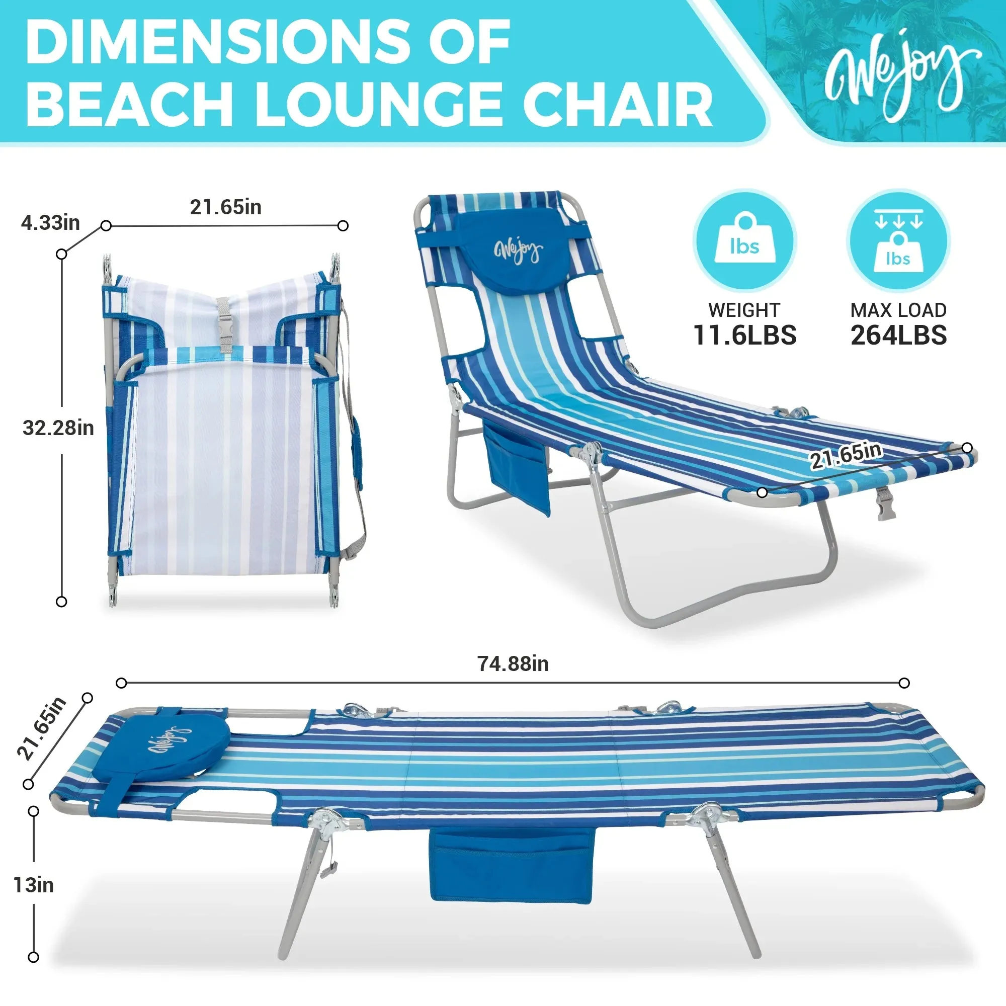 WEJOY Premium 5-Position Adjustable Chaise Lounge