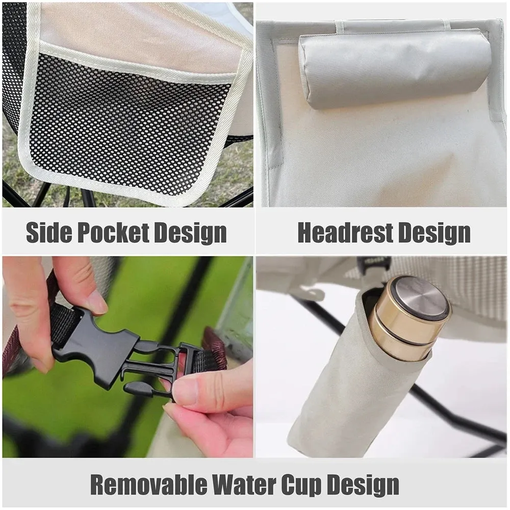 WEST TUNE Portable Folding Camping Chair with Headrest for Outdoor Use