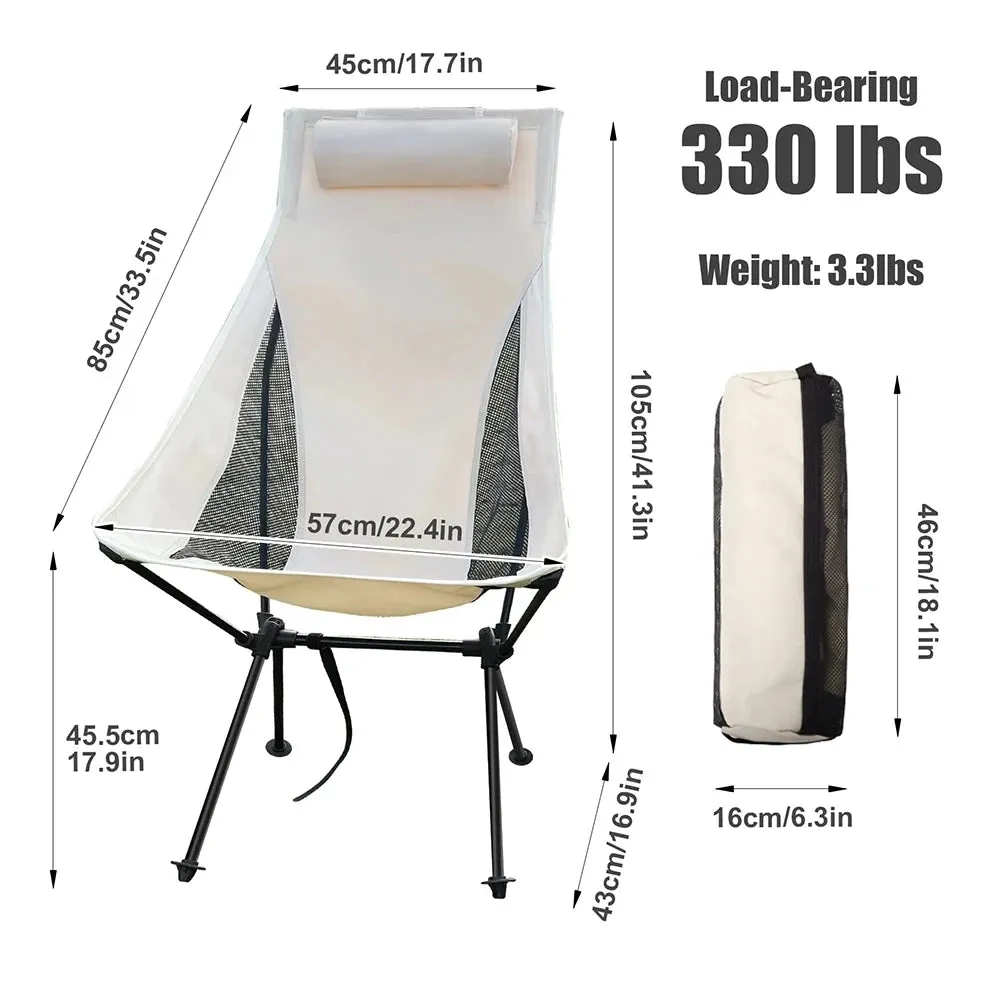 WEST TUNE Portable Folding Camping Chair with Headrest for Outdoor Use