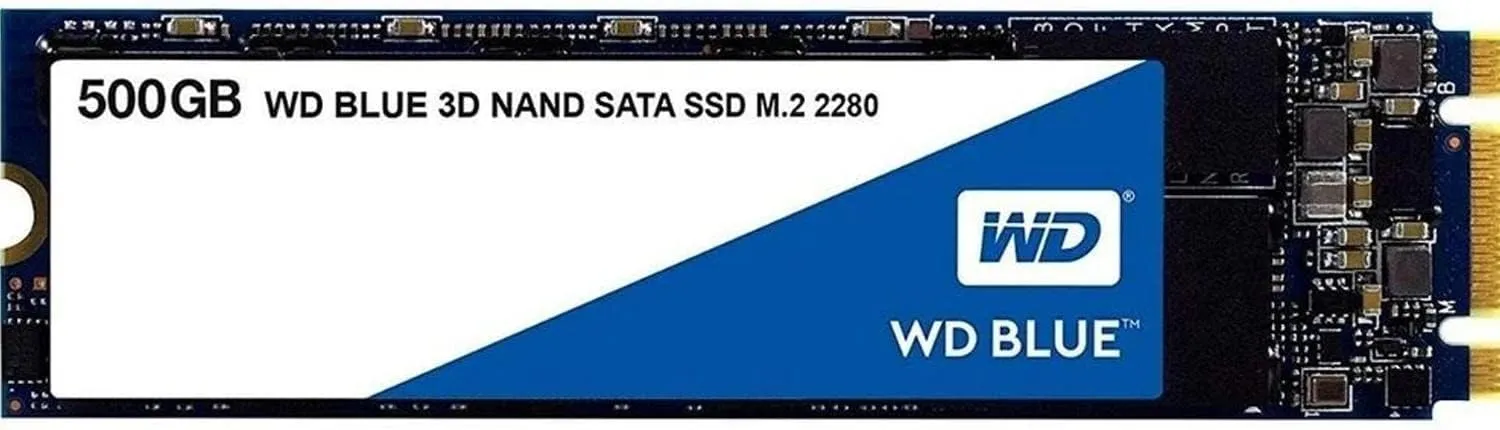 Western Digital 500GB WD Blue 3D NAND Internal PC SSD - SATA III 6 Gb/s, M.2 2280, Up to 560 MB/s - WDS500G2B0B