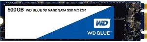Western Digital 500GB WD Blue 3D NAND Internal PC SSD - SATA III 6 Gb/s, M.2 2280, Up to 560 MB/s - WDS500G2B0B